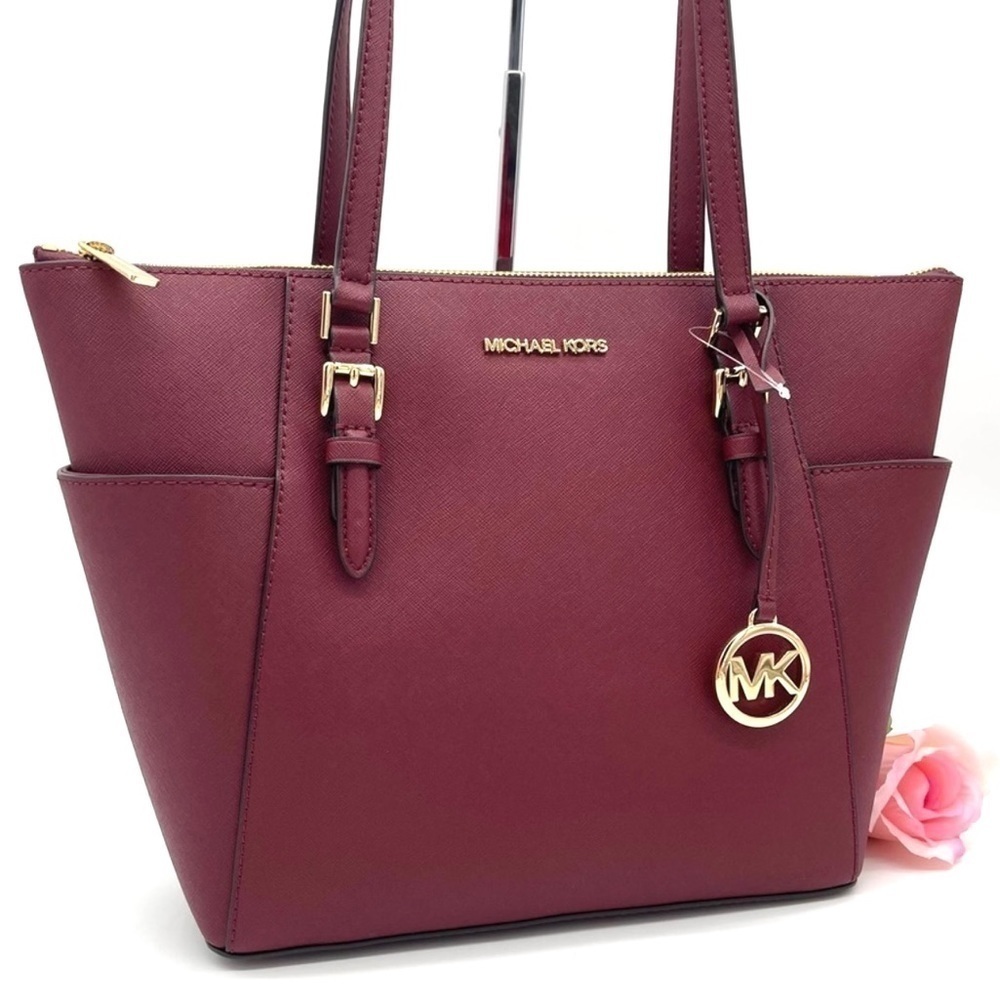 Michael Kors Large Charlotte Tote Bag Dark Cherry